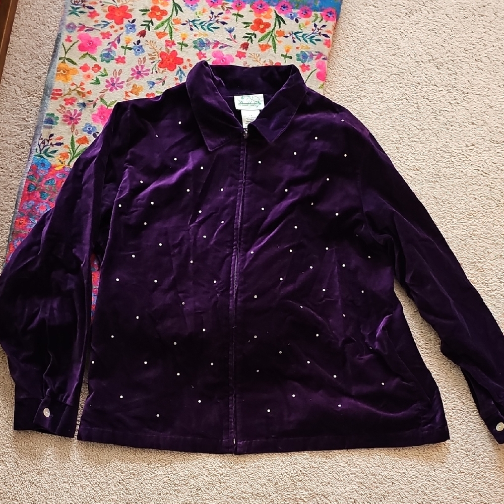 The Quacker Factory Deep Purple Velvet Blazer